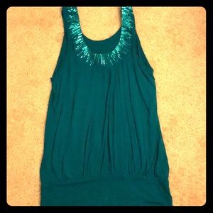 Teal sequin tank